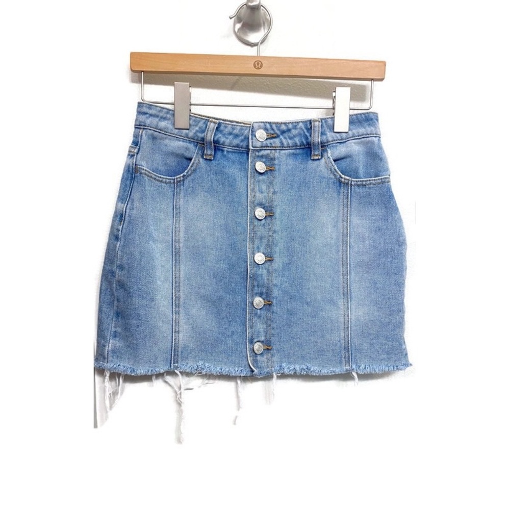 PacSun Denim Button Down Distressed Mini Jean Skirt